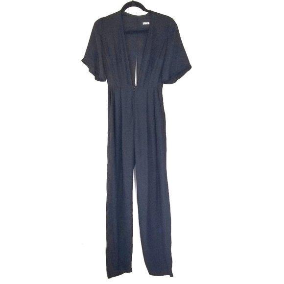 Reformation Pants - Reformation Silk Jumper Romper Wide Leg V-Neck 2